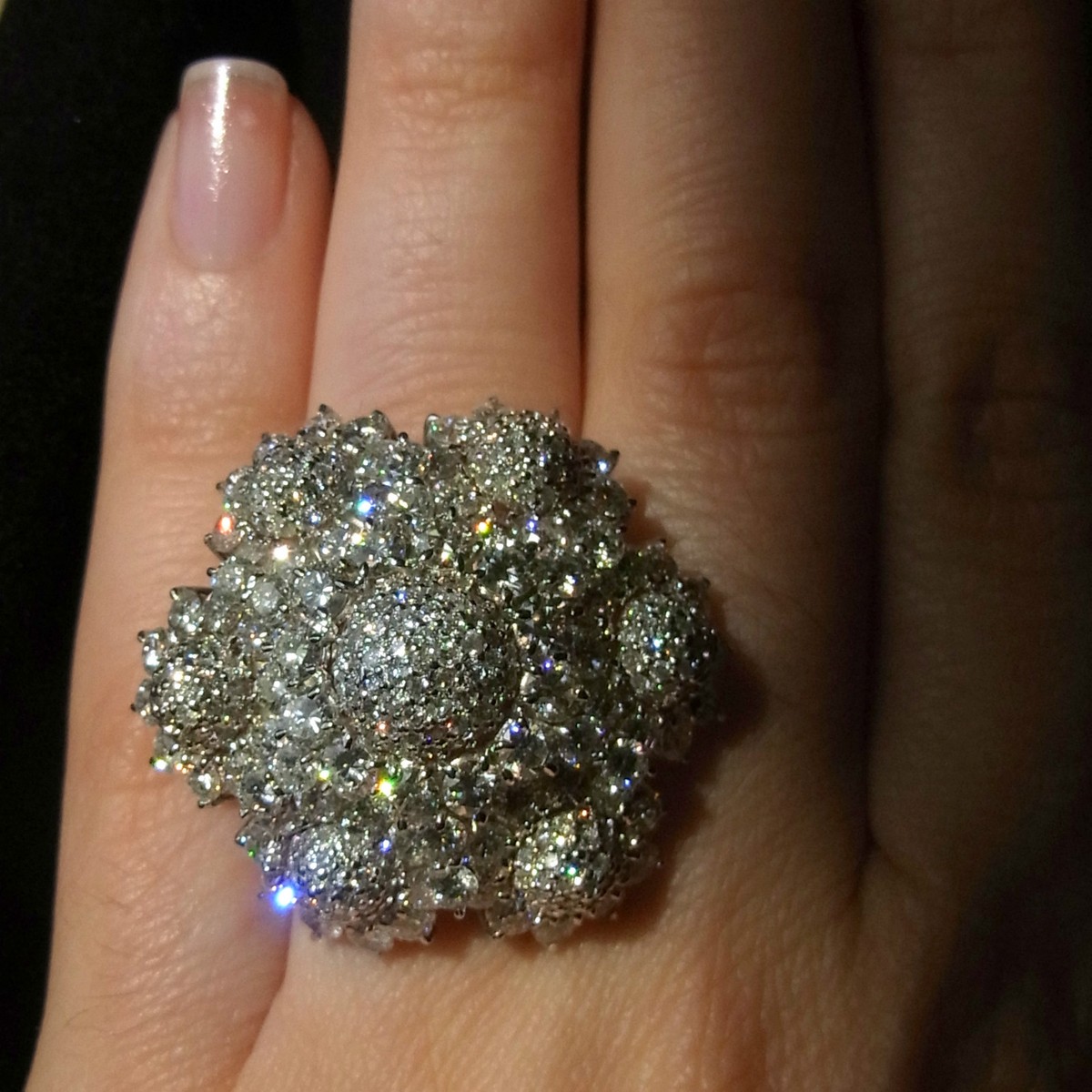 12 Carat Diamond LHuge Cocktail Ring Custom Made Floral 12 Carat Diamond LHuge Cocktail Ring Custom Made Floral