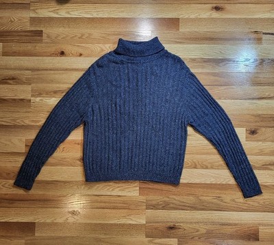 Noil Silk Blend Sweater Sz XL Blue Heather Ski Warm Comfort Stretch Ribbed