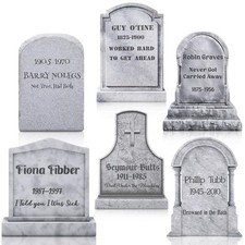 6 Pcs Outdoor Halloween Tombstone Yard Stakes Signs with Stakes