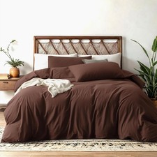 Cocoa Brown Duvet Cover Queen Size Pre-Washed Bedding Set Duvet Cover Set