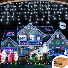 2 Pack 800 LED Icicle Lights 33FT Each, Outdoor Christmas Lights, Cold White