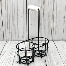 Magnolia Home Hearth Hand Black Metal 2-Bottle Carrier / Organizer Farmhouse