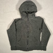 Lululemon Scuba Full Zip Hoodie Womens 4 Gray Leopard Print Thumbholes Jacket