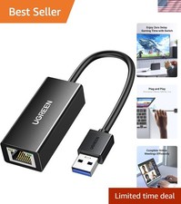 USB to Ethernet Adapter - 1000Mbps, Plug Play, Driver-Free, Black
