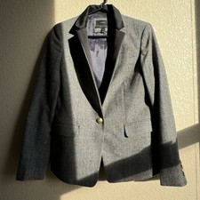 J CREW Glen Plaid Regent Wool Blazer Women 8 Gold Buttons Classic
