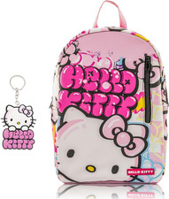 Hello Kitty Saffiano Leather Backpack for Teens 16" School Bookbag
