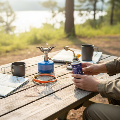 Easy Camping Solution mit für Gas Butan Flasche Tank Nachfülladapter