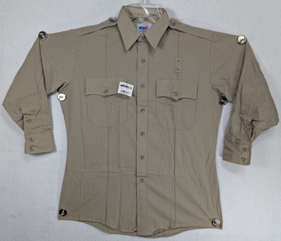 Elbeco Tex-Trop Uniform Shirt Button Up Short Sleeve Workwear Beige Size 16-31