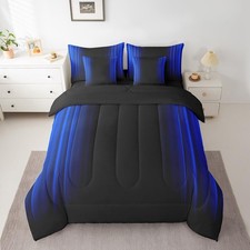 Geometric Abstract Ombre Comforter Set with Sheets Teens Dark Blue and Black ...