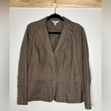 L.L. Bean Linen Blazer Jacket Brown Business Casual Women Size 12