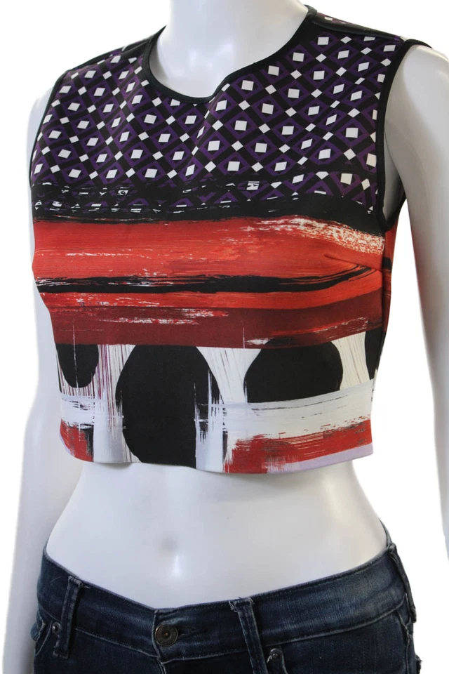 Camiseta sin mangas recortada con estampado geométrico Clover Canyon para mujer multicolor talla mediana Foto 2 de 4