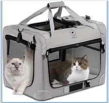 Extra Large Cat Carrier for 2 Cats, Collapsible Soft Sided Pet XL Crate for L...