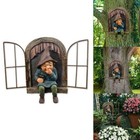 Elf Out The Window Garden Gnome Tree Hugger Dwarf Resin Crafts Statue Gift US