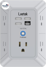 Outlet Extender, Surge Protector Outlet with 5-Multi Plug Outlet and 4 USB Ports