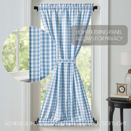 Farmhouse 72"x40" Door Panel Blue Rod Pocket Annie Window Curtains VHC Brands - Picture 5 of 7