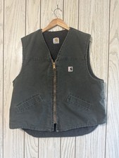 Vintage Green Carhartt Sherpa-Lined Vest Men s XL