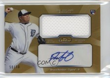 2013 Topps Finest Jumbo Relic Rookie Refractor Gold 50/50 Bruce Rondon Auto 9us