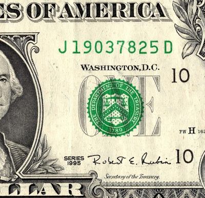 #ad 1995 J Series Old Note Fancy Serial Number One Dollar Bill $5.00