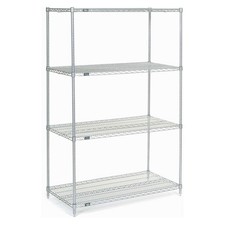 Nexelate Wire Shelving Starter Unit Silver Epoxy 48"W X 24"D X 74"H
