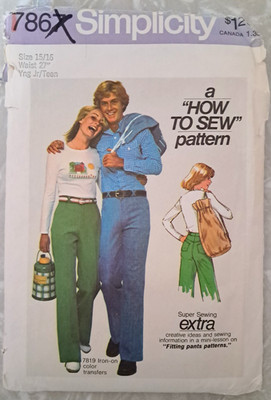 Simplicity 7867 Vintage Jeans and Bag Yng Jr/Teen Size 15/16   Uncut