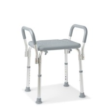 Medline Shower Chair with Arms without Back Gray Aluminum 350 LB Capacity 1 Ct