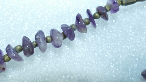 Purple Necklace Natural Amethyst Chip Beads Vintage Single Row 16 in - Picture 7 of 11