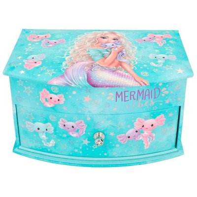 Depesche 12440 TOPModel Mermaid Small Jewellery Box in Turquoise with Mirror and