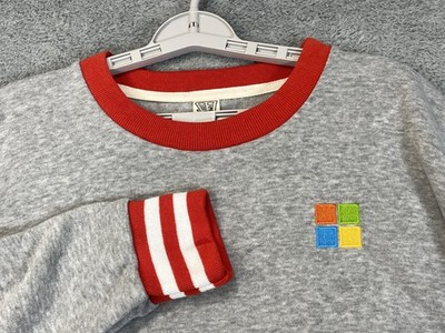 Camp Collection Sweatshirt Mens XL Gray Red Microsoft Logo Embroidered Pullover