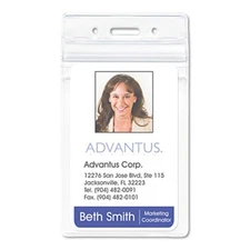 Advantus 75604 PVC-Free Badge Holders- Vertical- 3 in. x 4 in.- Clear- 50-Pack