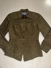 Vintage Thierry Mugler Women’s Jacket Size 42 Olive Green Brown