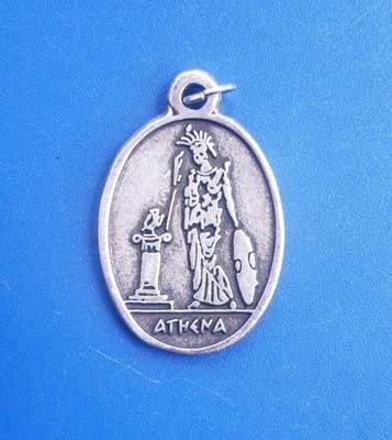 Vintage Silver Tone Athena Greek Goddess / Owl Bird Pendant 