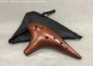 12-Hole Alto C Transverse Ocarina Smoked Ceramic Wind Instrument with Pouch