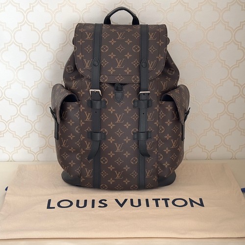 LOUIS VUITTON M43735 Christopher MM Monogram Macassar Backpack TR2198 RFID