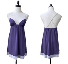 Victoria  s Secret Purple Pink Cross Back Chemise Lingerie M Babydoll Slip Dress