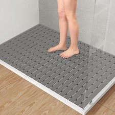 PVC Large Shower Mat, 35.4 24 Inch Non Suction Cup Non Slip Shower Floor Ma...