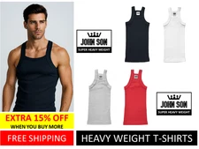 Men's Tank Top Square Cut G-unit Style Muscle Shirts Rib A-Shirts Heavy Weight