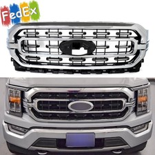 For 2021 2022 2023 Ford F-150 F150 Xlt Chrome Front Bumper Grille Grill Assembly