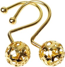 Gold Shower Curtain Hooks Rings,Set of 12 Brass Decorative Bling Metal