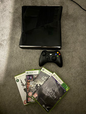 Microsoft Xbox 360 S Black Console + Wireless Controller + 4 Games Bundle