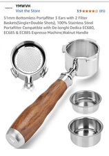 Delonghi 51mm Bottomless Portafilter + Extras + 51mm Tamper + 51mm Dosing funnel