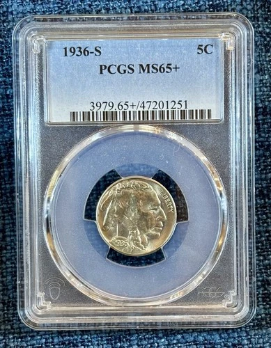 1936 S BUFFALO NICKEL PCGS MS65+