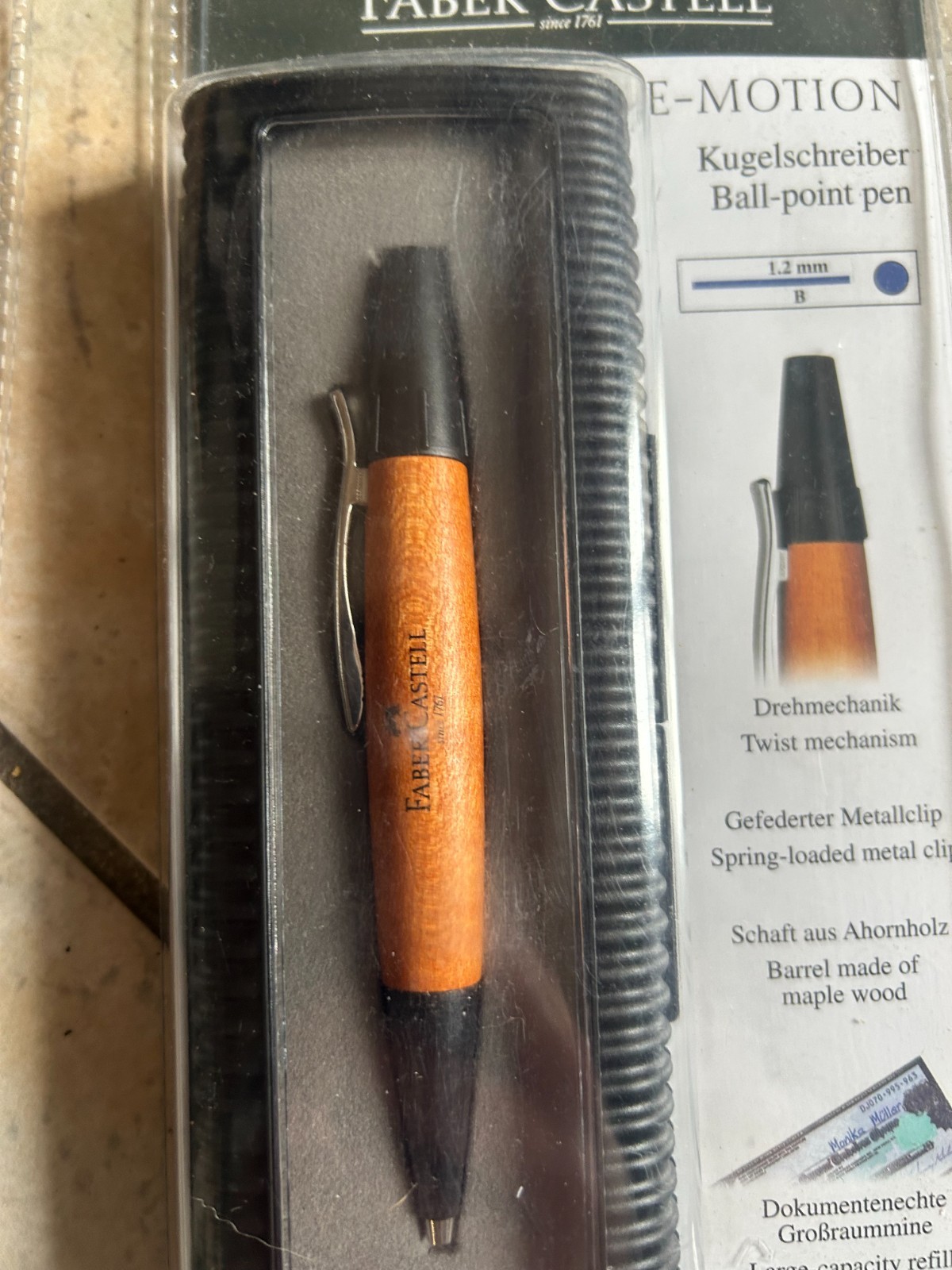Stylo Faber-Castell E-Motion bois d'érable bleu pour vos carnets