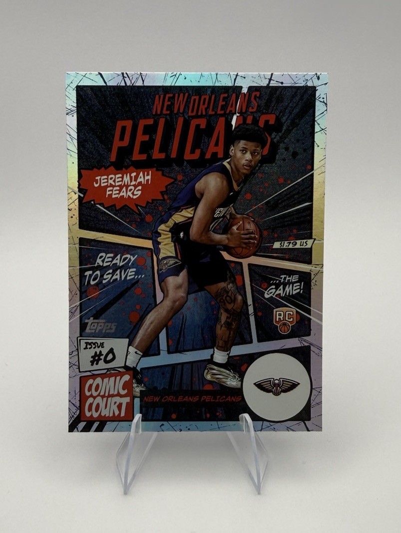 2025-26 Topps Jeremiah Fears Comic Court SSP Case Hit RC – New Orleans Pelicans