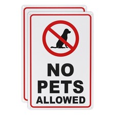 2-Pack No Pets Allowed Sign, 14" No Dog Sign for Garden/Pool Black on White 
