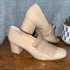 Paul Green Patent Leather Pumps Fringe Light Tan Beige Classic Vtg Inspired Sz 6