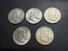 Benjamin Franklin Silver Half Dollars LOT OF 5 - 90% Silver