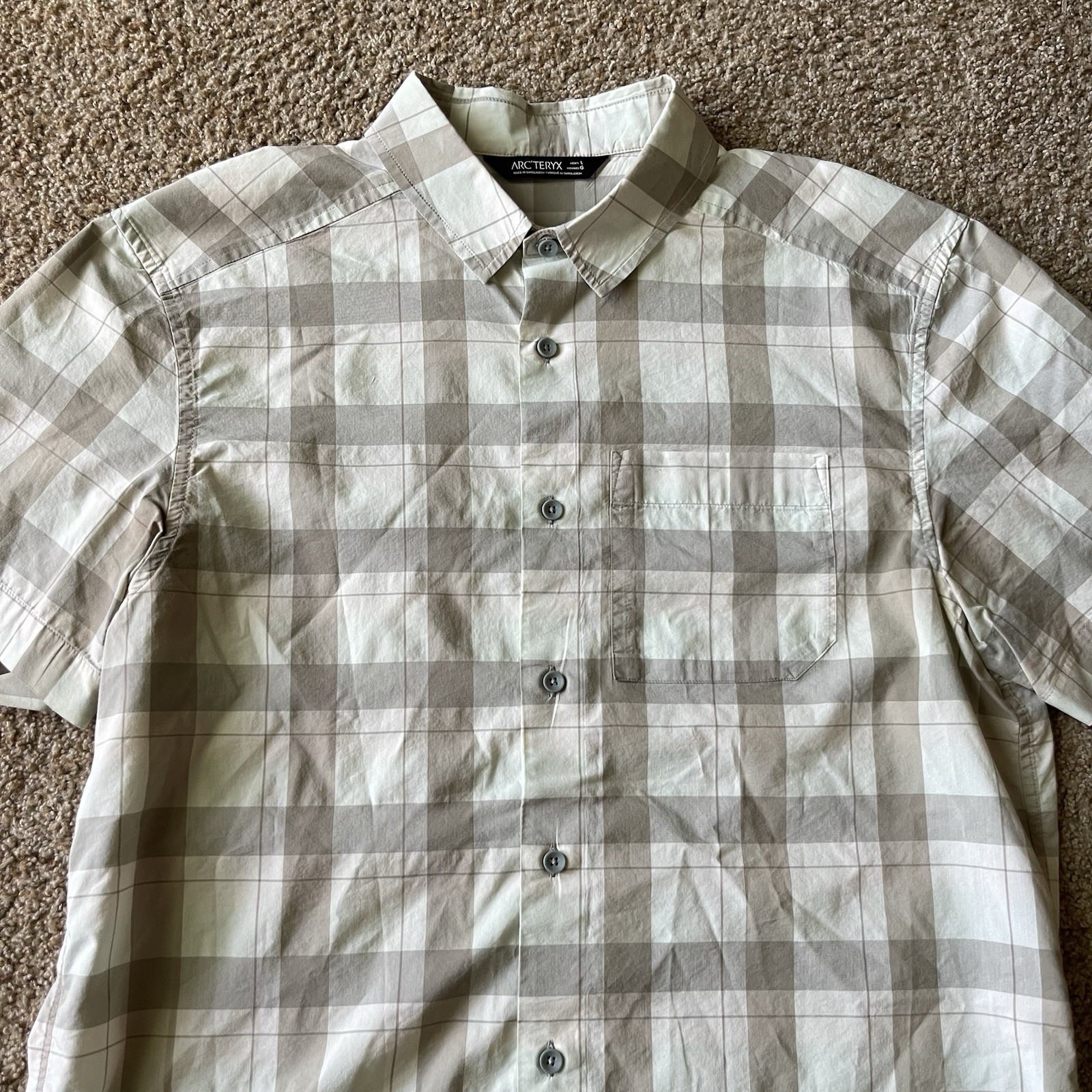 ARC'TERYX Arc’teryx Brohm camicia a quadri escursionismo con bottoni uomo L beige grigio marrone come nuova outdoor