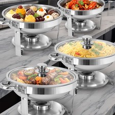 Stainless Steel Chafing Dish Buffet Set  Glass Lids 5QT Buffet Servers Warmer
