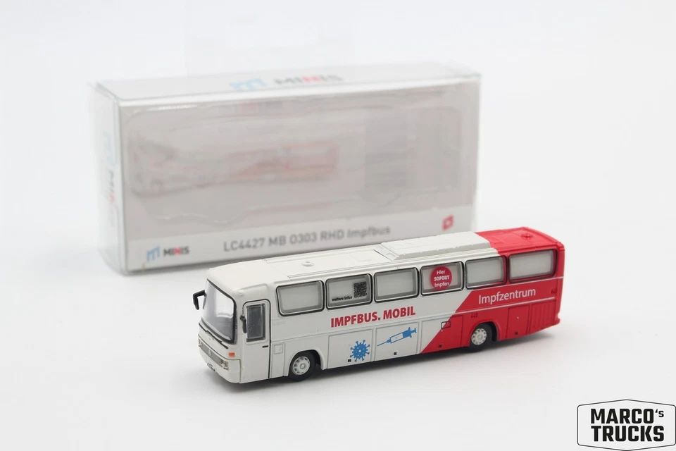 Lemke Minis Mercedes Benz O303 RHD Impfbus Nr. 4427 1:160 /LMN41 - Bild 1 von 1