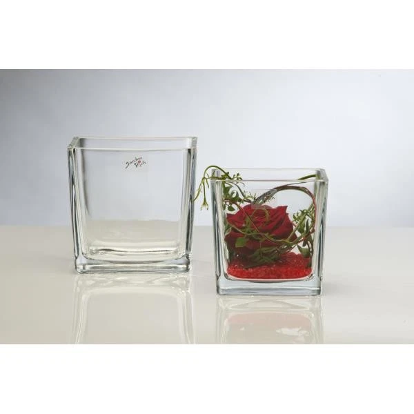 6er Set Teelichtgläser CUBE H. 14cm 14x14cm Glas transparent eckig Sandra Rich - Bild 3 von 3